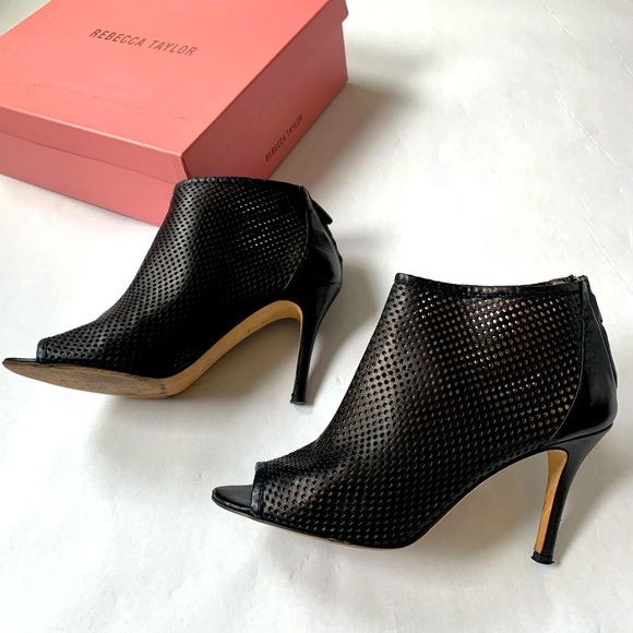 Rebecca Taylor Greta black leather bootie heels - Picture 2 of 5